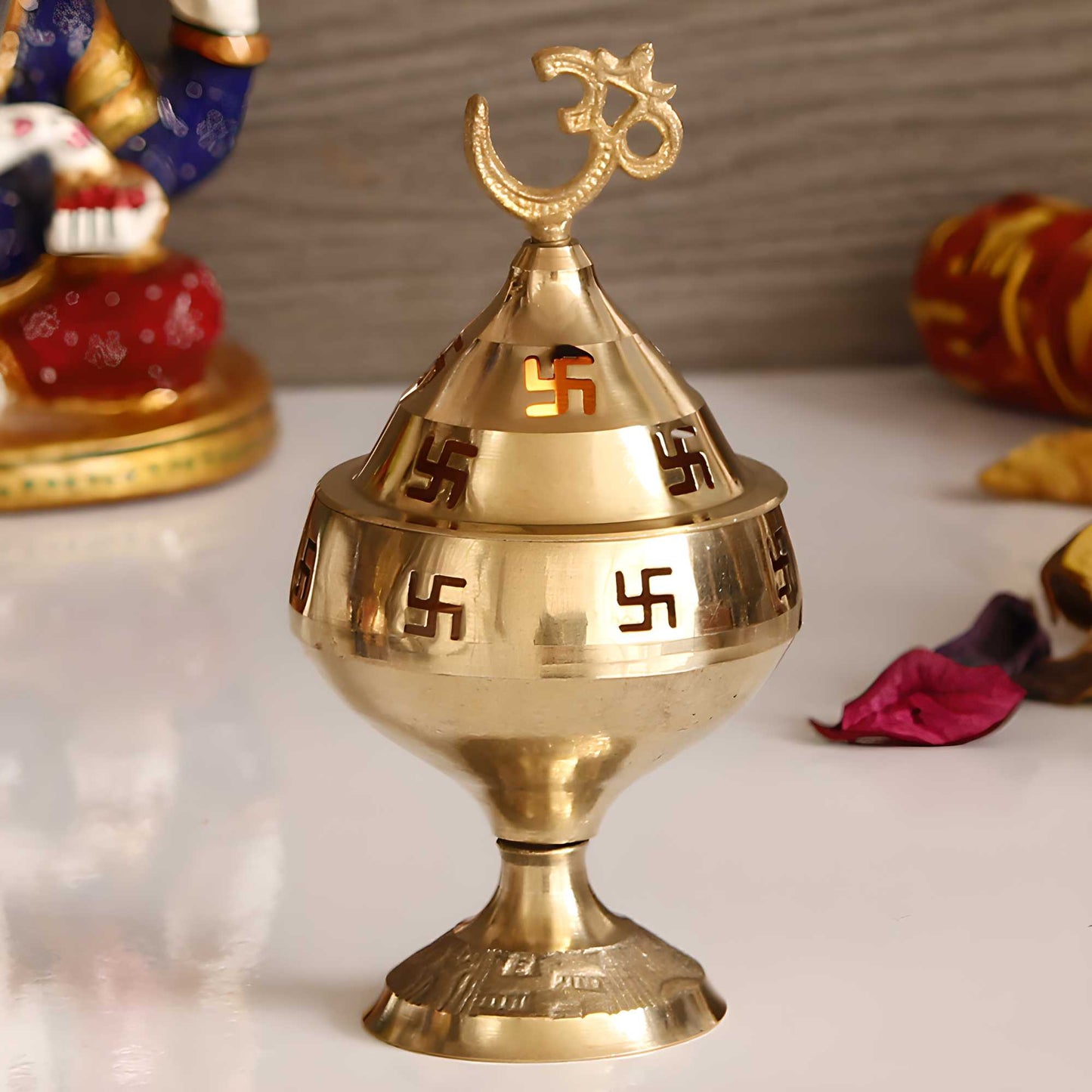 eCraftIndia Om and Swastik Brass Diya